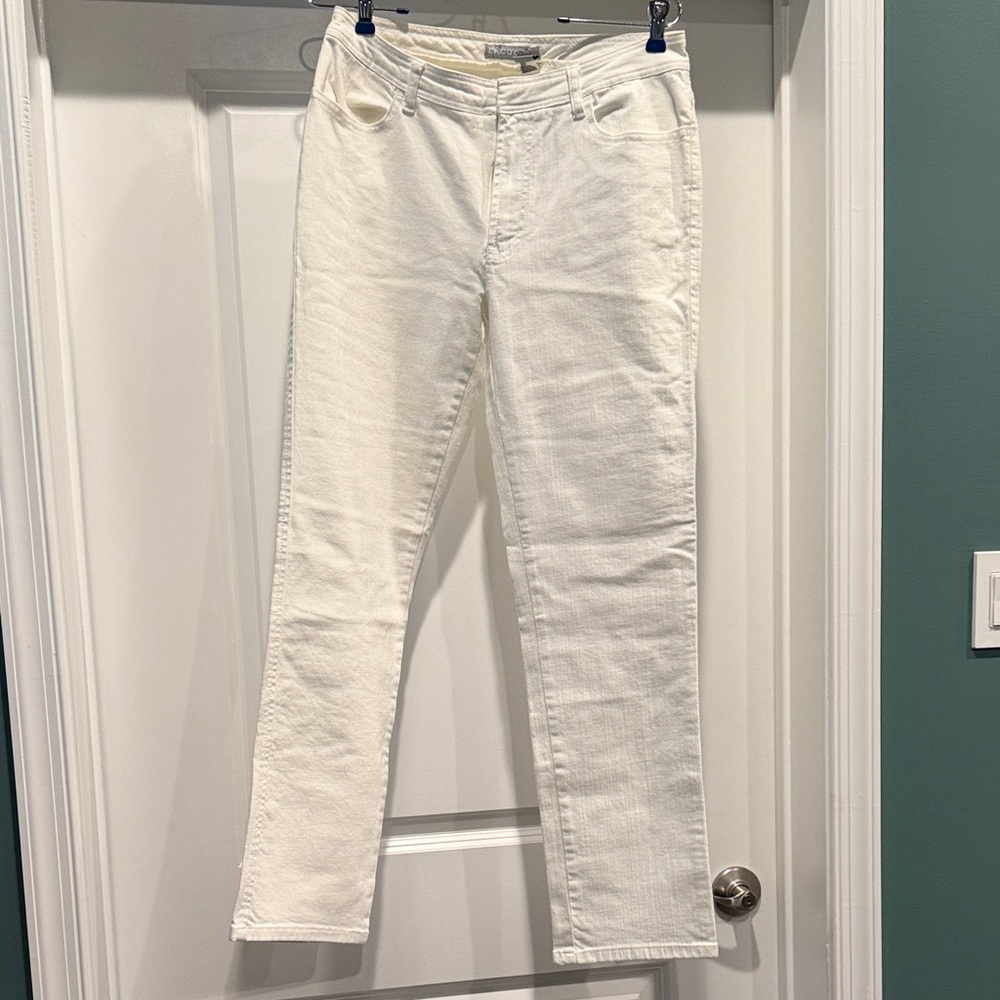 Chico's Platinum White Cotton Blend Pants